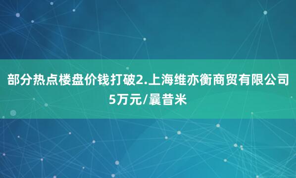 部分热点楼盘价钱打破2.上海维亦衡商贸有限公司5万元/曩昔米